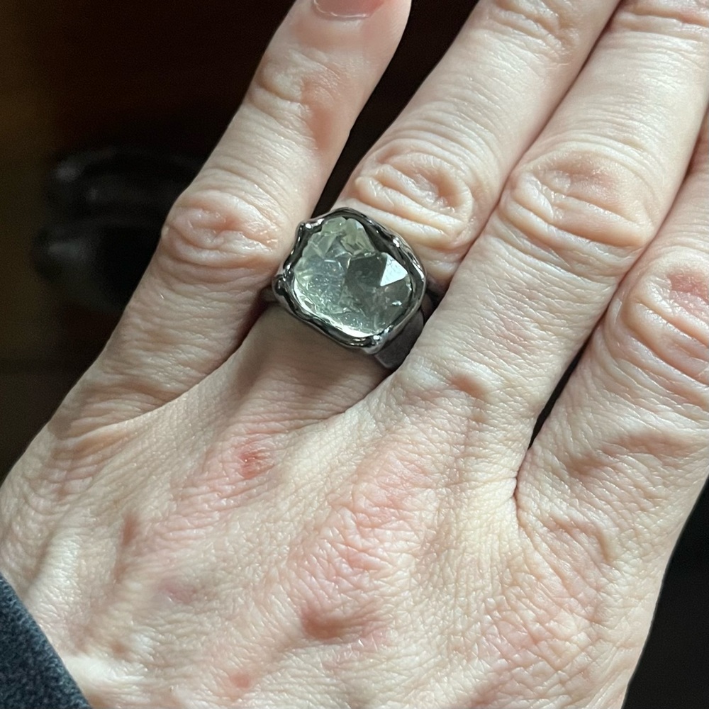 Silver ring with colored glass